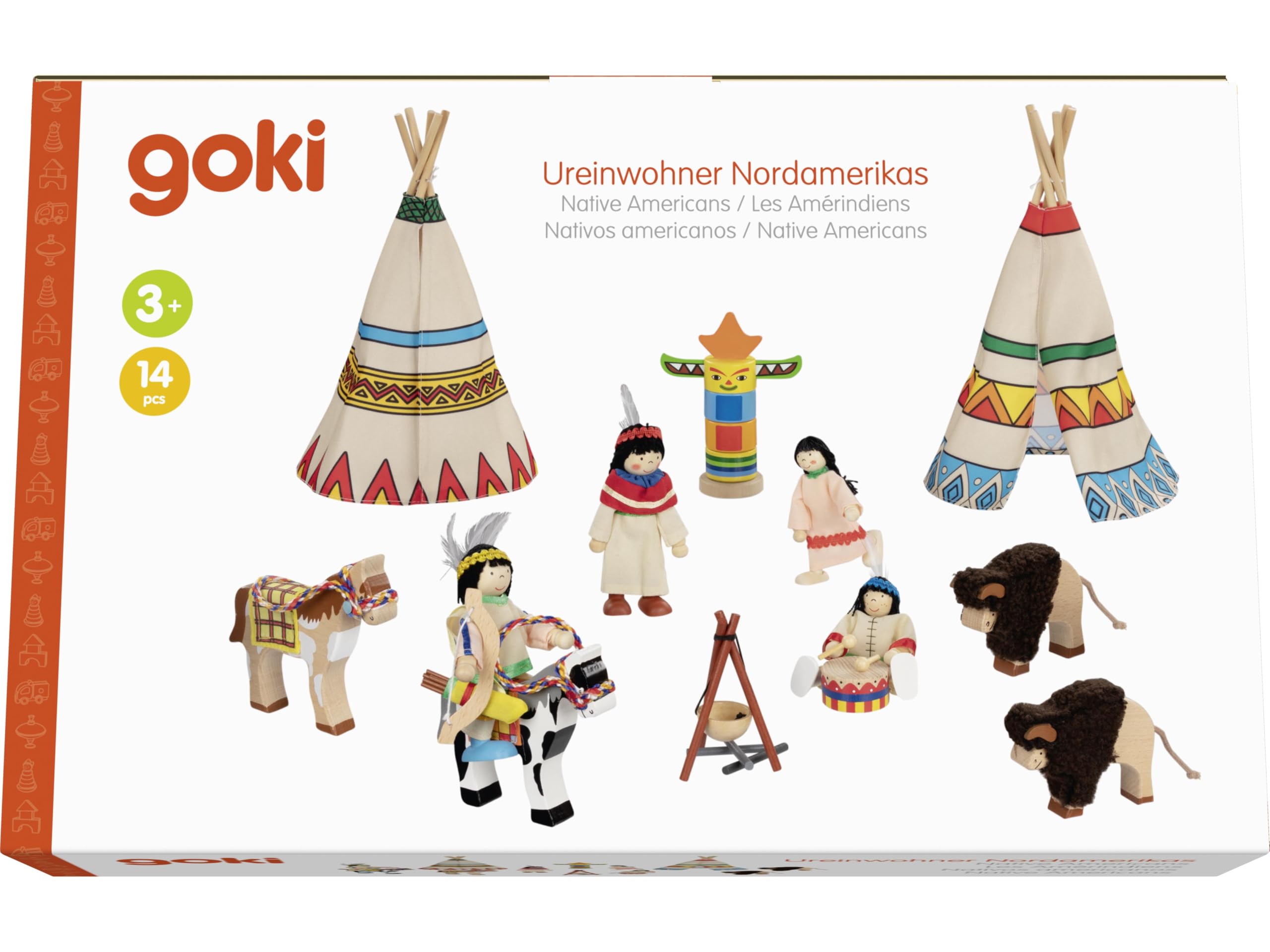 Goki Flexible Indian Camp Doll - Pretend Play for Kids