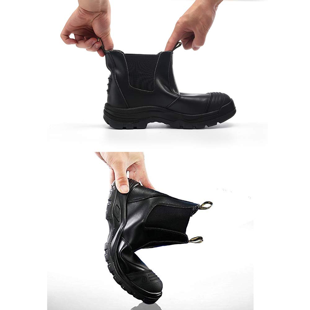 Men's Steel Toe Work Boots - Waterproof Slip-Resistant Safety Shoes with Anti-Puncture Protection - Black Size 13 (Model 822) - Ideal for Construction, Warehouse & Outdoor Labor Jobs