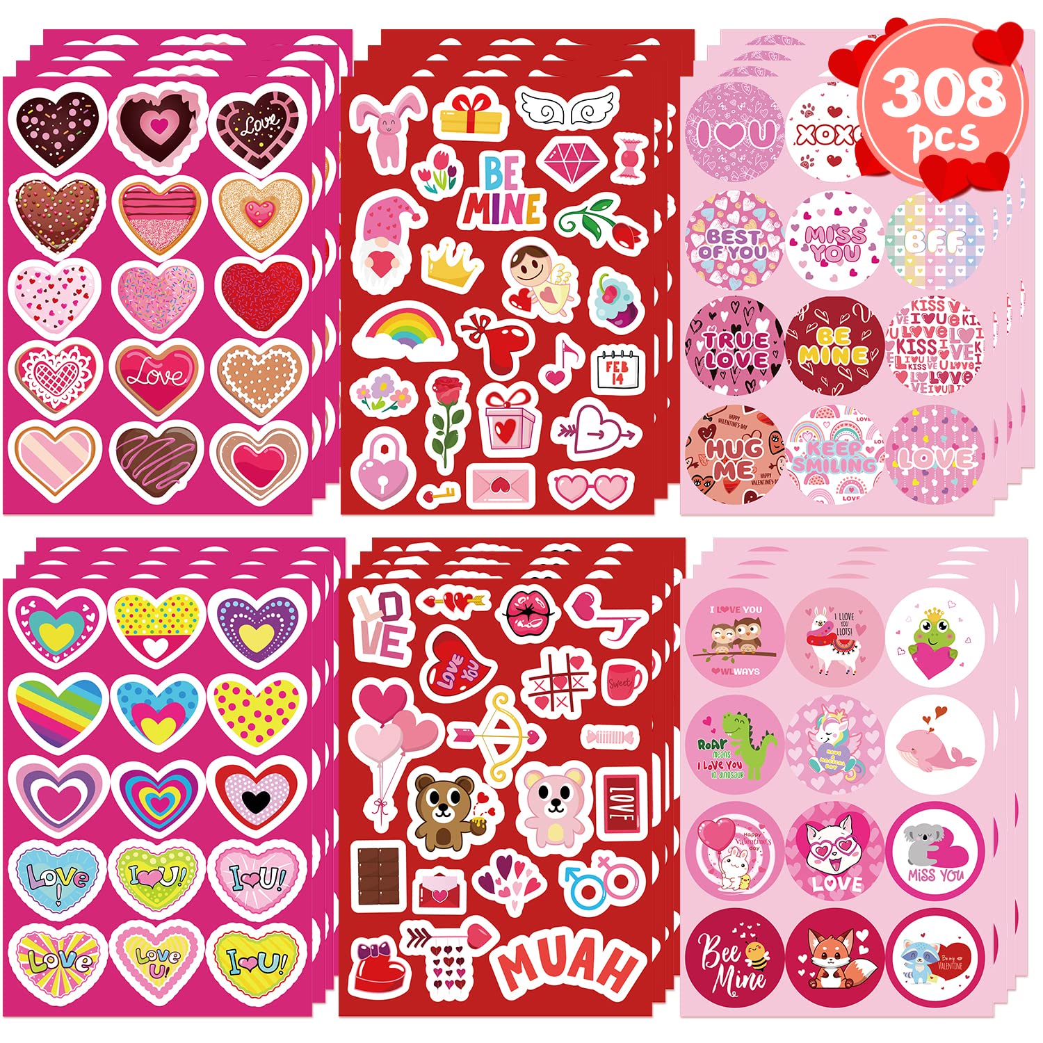 Valentine's Day Stickers for Kids - Heart-Shaped Love Stickers for Classroom, Envelopes, Luggage & Party Supplies | Fun DIY Valentine Crafts & School Activities