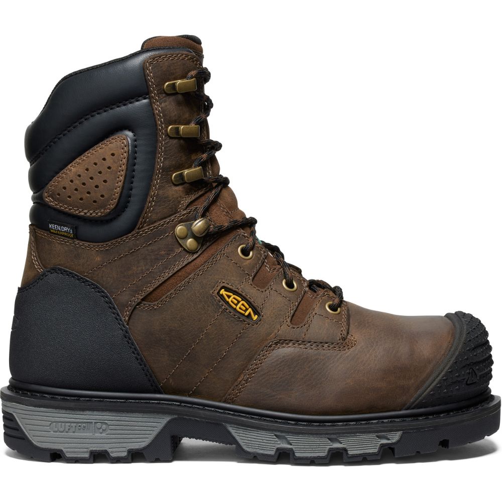 **Keen Camden Men's Size 8 Waterproof Composite Toe Work Boots - Brown (Model 1027678) | Durable & Comfortable for Construction, Hiking & Outdoor Work**