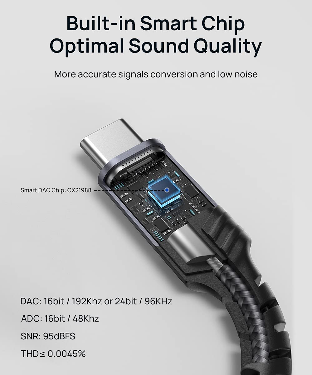 JSAUX USB C to Dual 3.5mm Headphone Splitter Adapter - Type C to 2x 3.5mm Female Audio Y Cable - Compatible with iPhone 16 Pro Max/15 Pro Max, Galaxy S24/S23 Ultra, Pixel, iPad Pro - Share Music with Friends - Perfect for Travel, Gaming & Movie Nights (Grey)