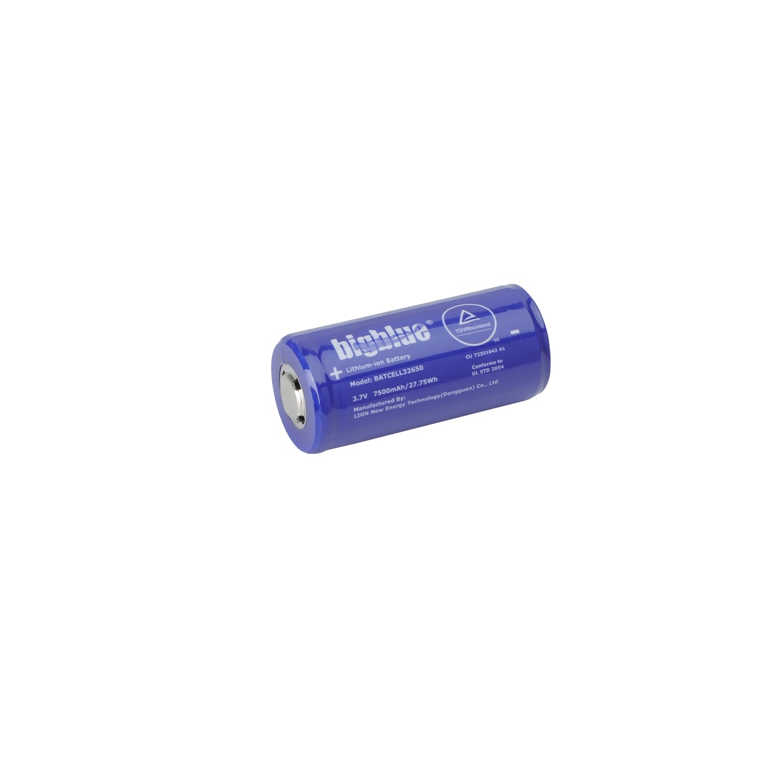 BigBlue 32650 Rechargeable Lithium Battery - High Capacity 5000mAh 3.7V Li-ion Battery for Flashlights, Solar Power, and DIY Electronics Projects