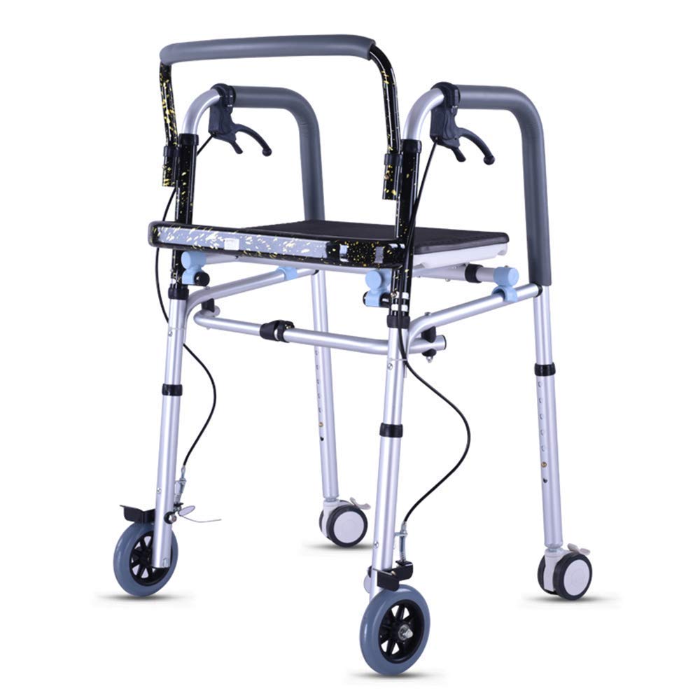 Foldable Walker for Seniors & Disabled - Lightweight Walking Frame with Hand Brakes & Wheels - Ideal for Indoor/Outdoor Mobility Assistance & Recovery
