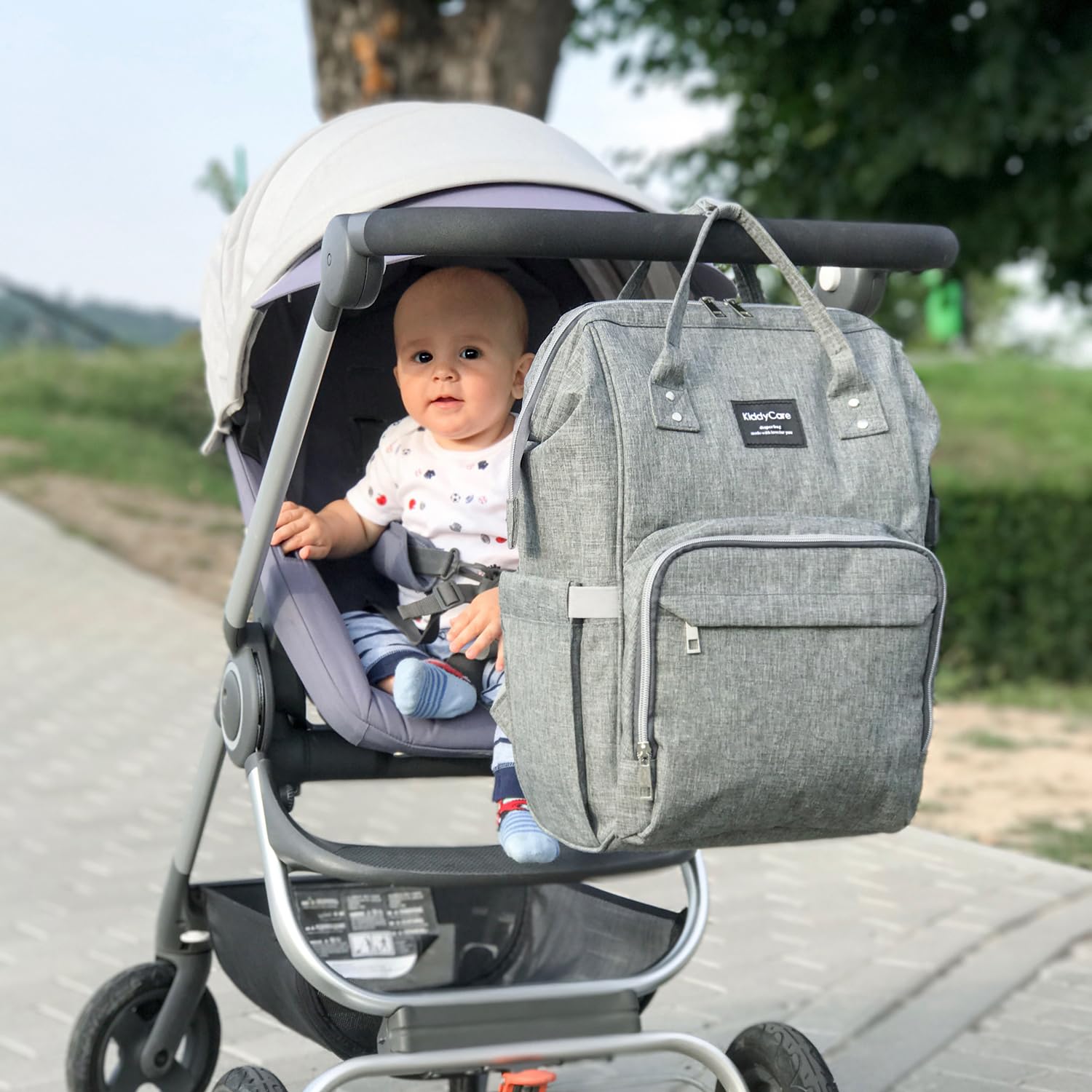 KiddyCare Baby Diaper Backpack - Waterproof Unisex Travel Diaper Bag for Newborns & Toddlers (Slate) | Perfect for Daycare, Travel & On-the-Go Parents