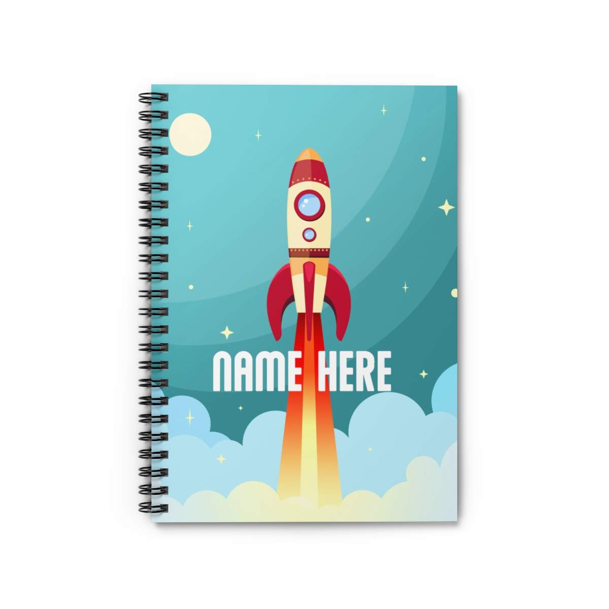 Custom Space Themed Spiral Notebook - Personalized Rocket Launch Design for Kids, Teens, Girls & Women | Unique Gift Idea for School, Journaling & Creative Writing