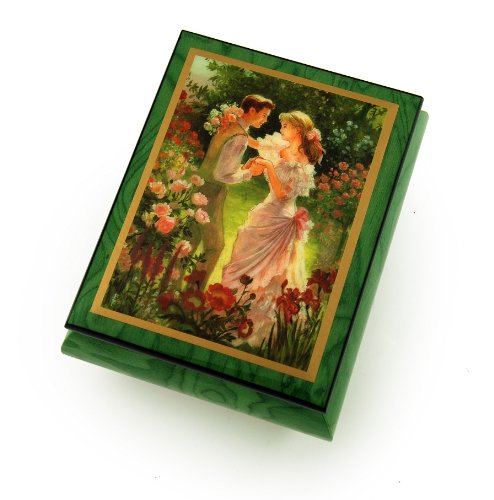 Elegant Forest Green Ercolano Music Jewelry Box with Multiple Song Selections - Perfect for Christmas Gifts, Home Decor & Jewelry Storage