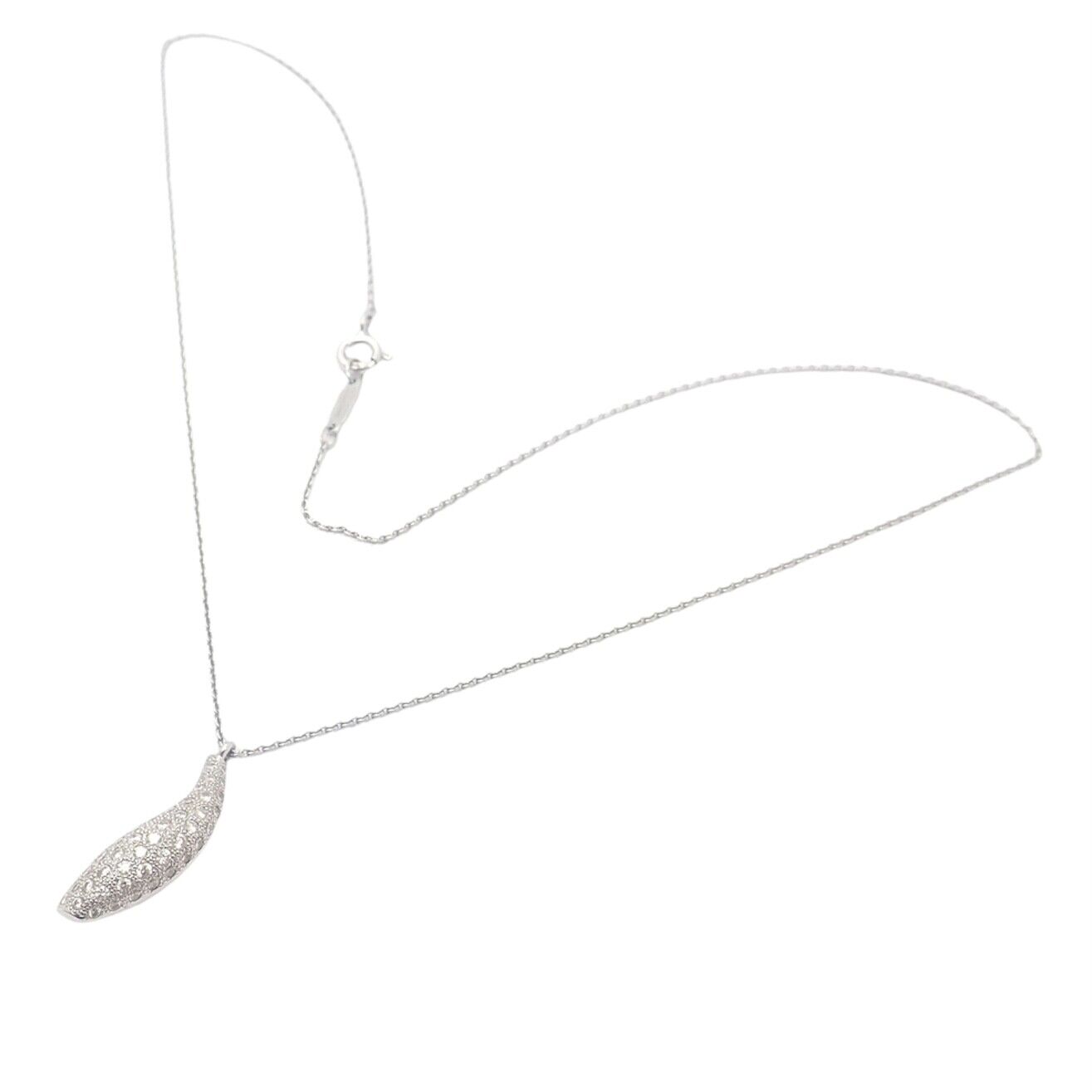 Authentic Tiffany & Co 18K White Gold Frank Gehry Diamond Fish Pendant Necklace - Elegant Jewelry Gift for Women, Perfect for Anniversaries & Special Occasions