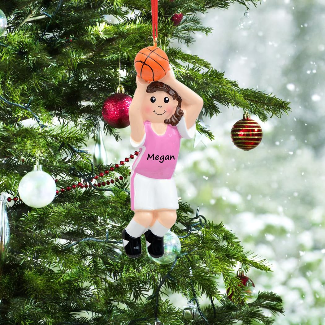 MAXORA Personalized Basketball Girl Ornament - Custom Christmas Basketball Player Decoration - Unique Sports Keepsake Gift for Basketball Lovers - Free Name & Number Customization - Perfect for Tree Decor, Holiday Gifts & Sports Fan Collectibles