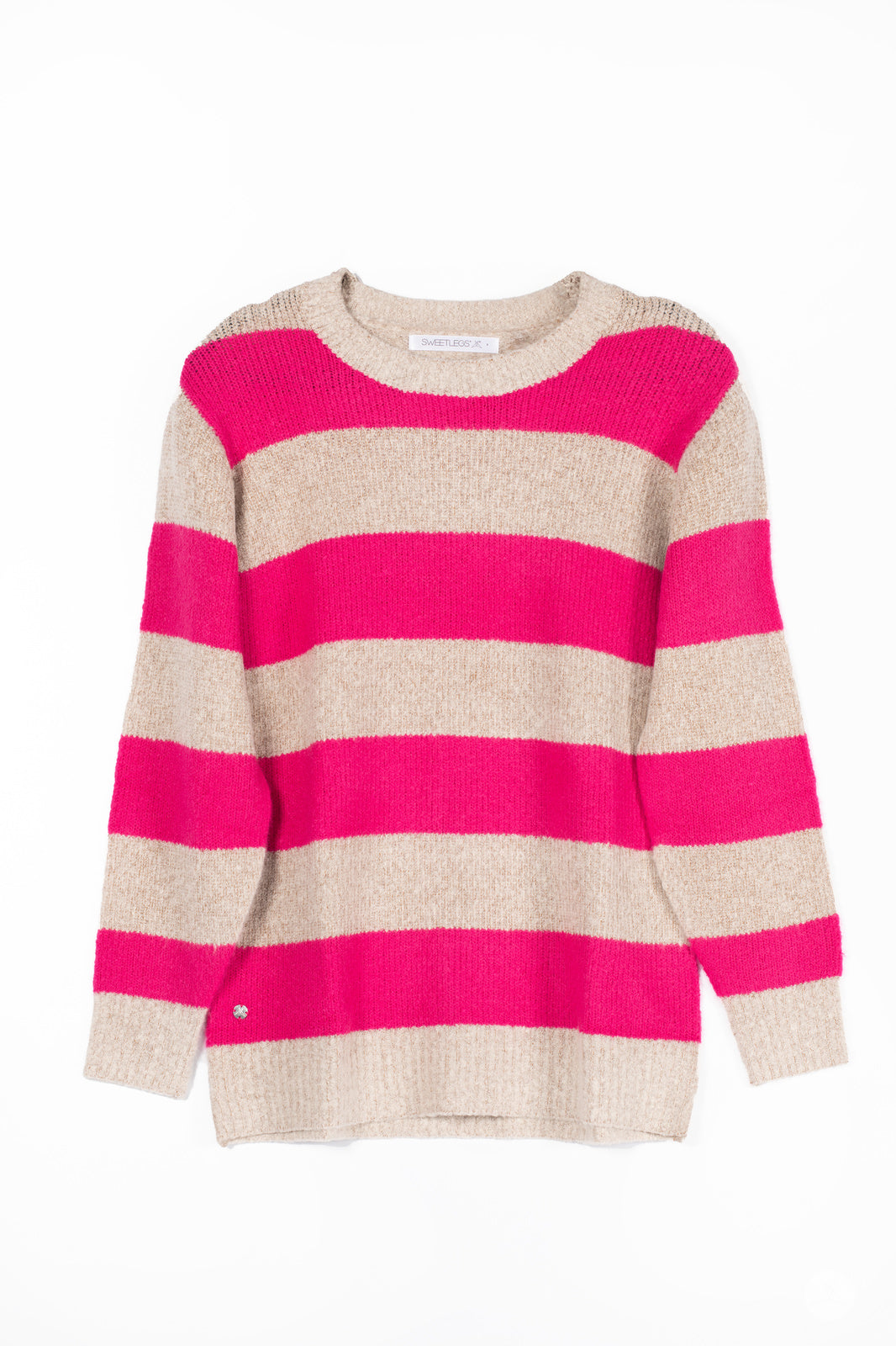 Striped Cozy Crew Sweater for Women - Soft Warm Knit Pullover for Fall & Winter - Perfect for Casual Outfits, Office Wear and Weekend Relaxation