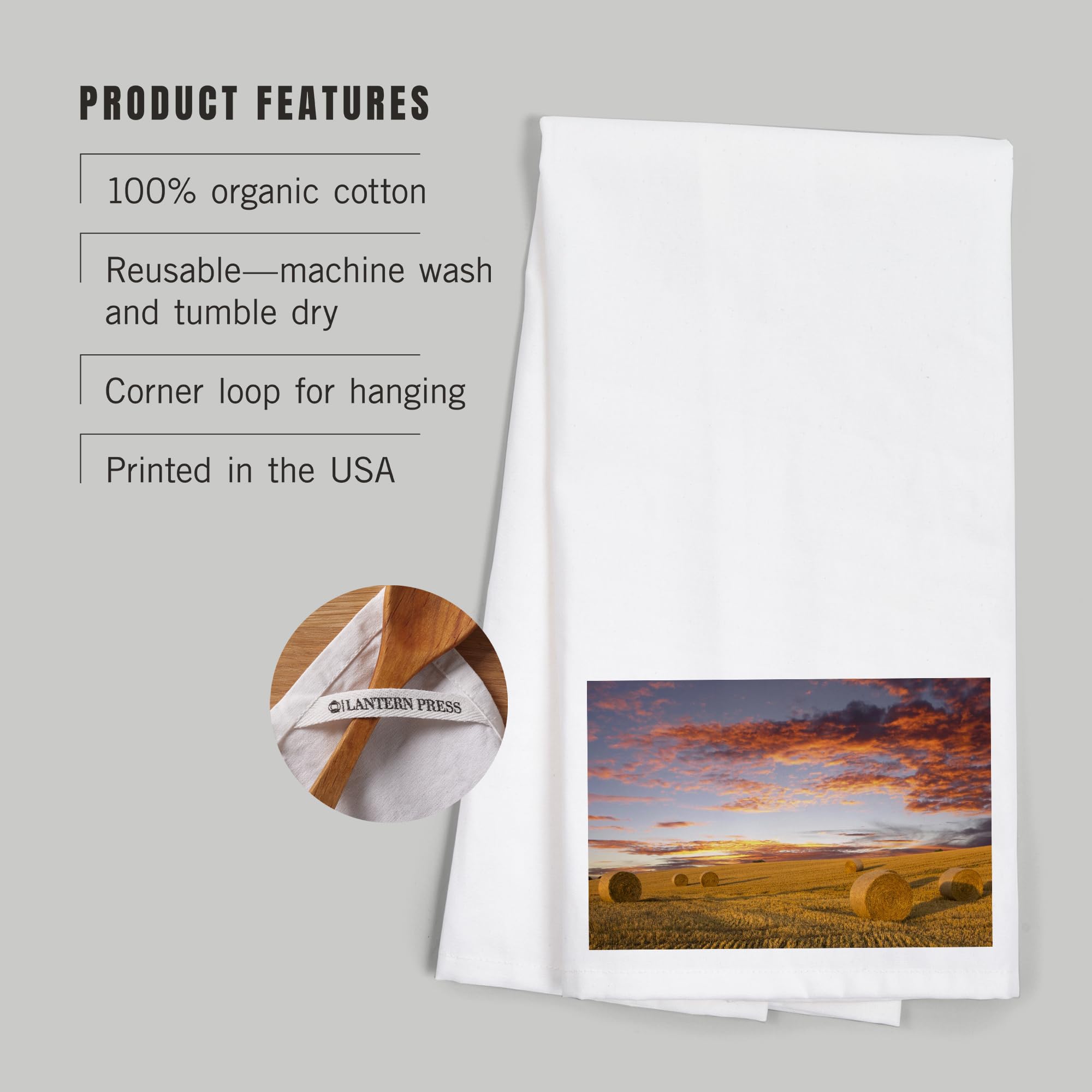 Lantern Press Hay Bales 100% Cotton Tea Towel - Decorative Hand Towel for Kitchen & Home Decor - Perfect for Farmhouse Style, Gift Giving & Dish Drying