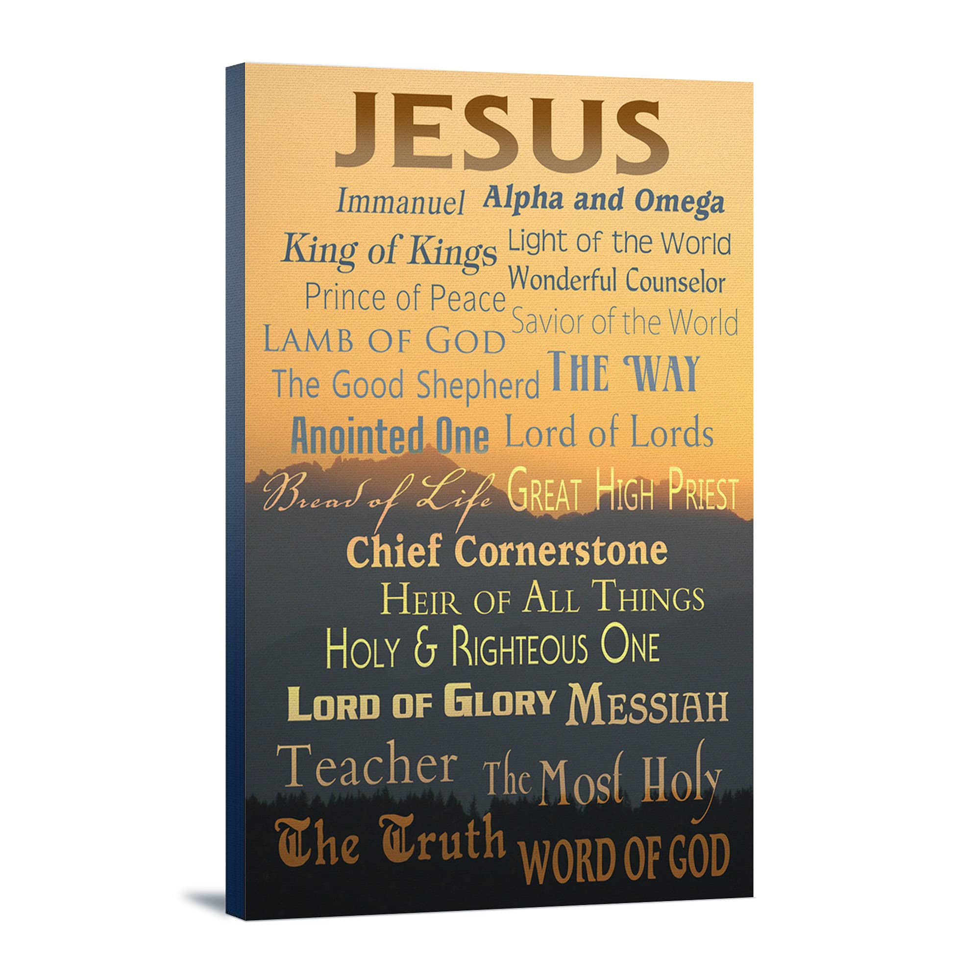 Lantern Press Names of God Inspirational Wall Art - 12x18 Wrapped Canvas Print for Home, Office & Church Decor - Religious Scripture Artwork for Faith-Based Interiors