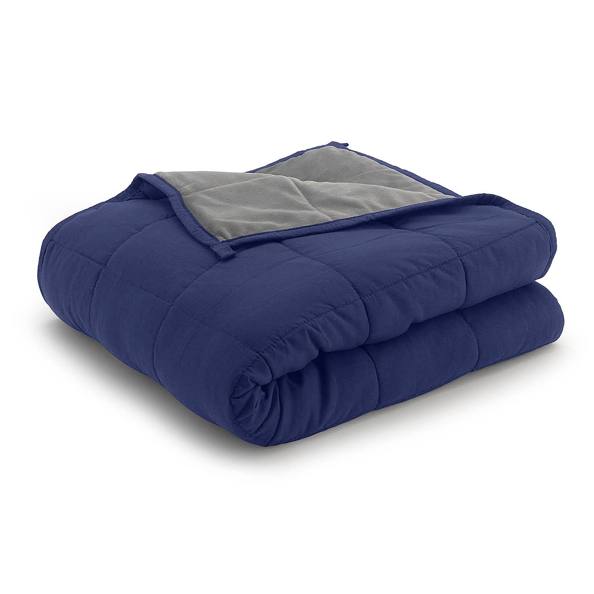 Luxury Reversible Weighted Blanket for Adults - 20lb Heavy Blanket (Queen/King/Twin Size) - Navy Blue - Perfect for Stress Relief, Anxiety & Better Sleep