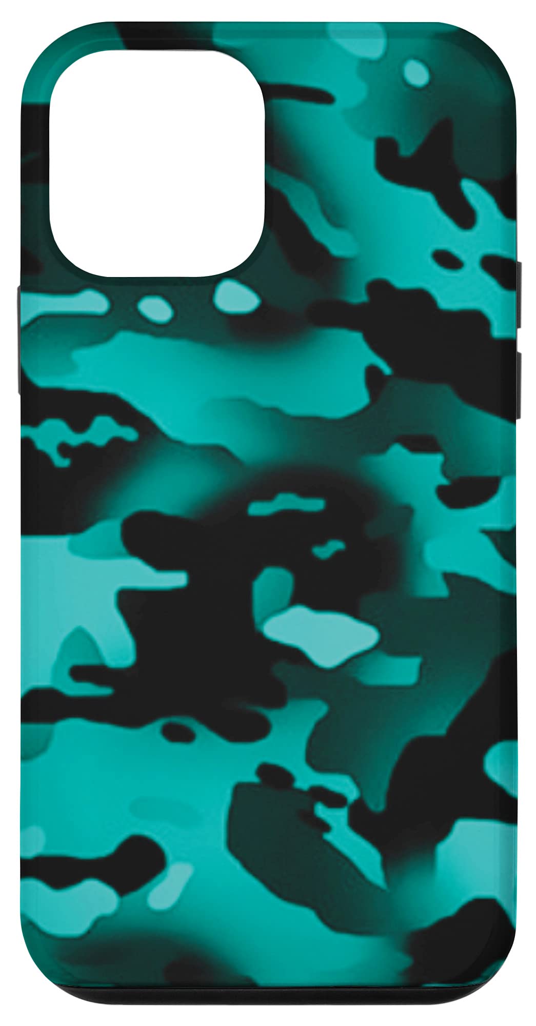 iPhone 12 Mini Teal and Aqua Grunge Camouflage Case - Durable Protective Cover for Everyday Use and Outdoor Adventures