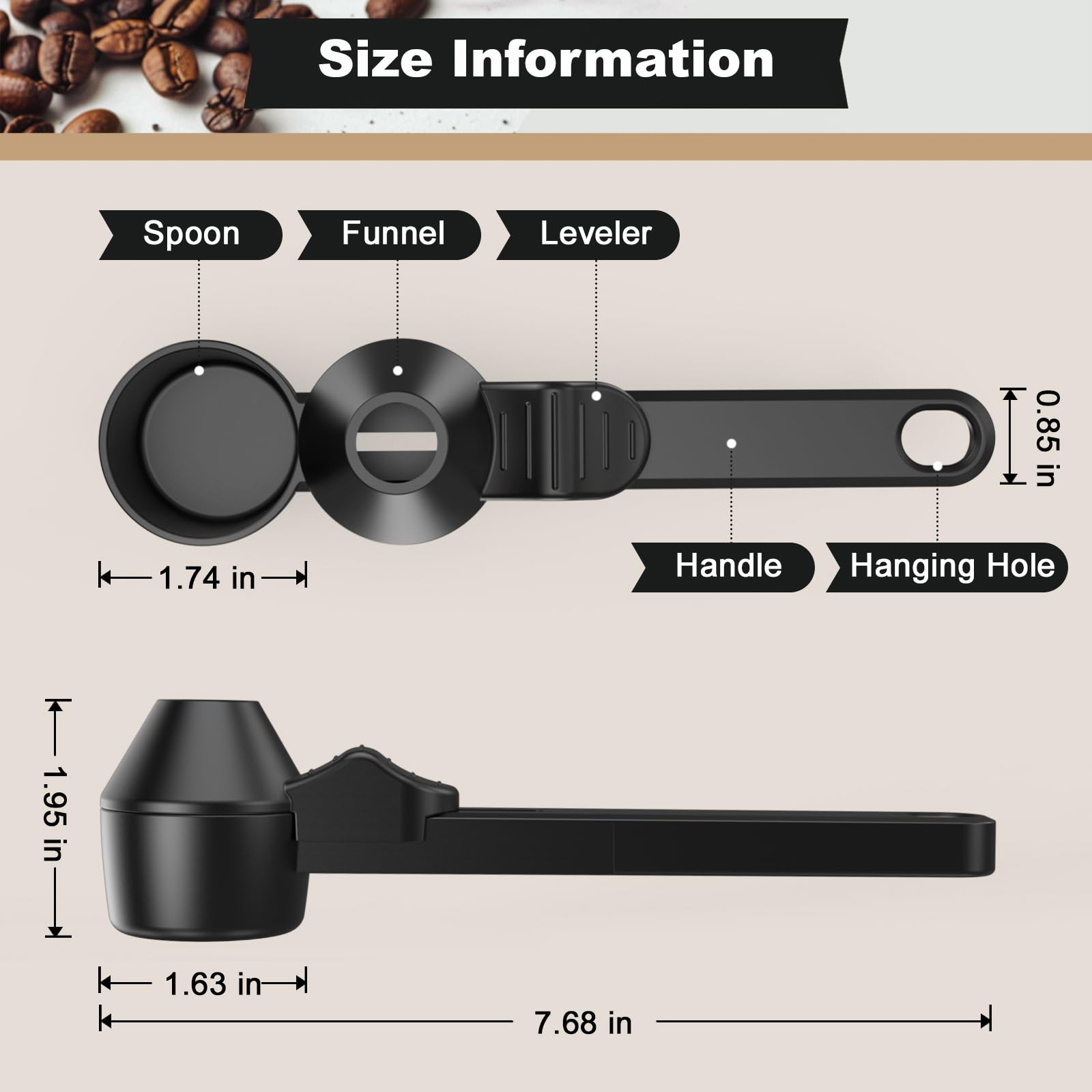 **Reusable K Cup Coffee Scoop & Funnel - 2 Tbsp Measuring Spoon for Ground Coffee, Protein Powder, Tea - Perfect for Refillable Coffee Pods & Kitchen Use (Black, 1 Pack)**    *(Ideal for Brewing Fresh Coffee, Measuring Protein Shakes, or Portioning Loose Tea Leaves)*