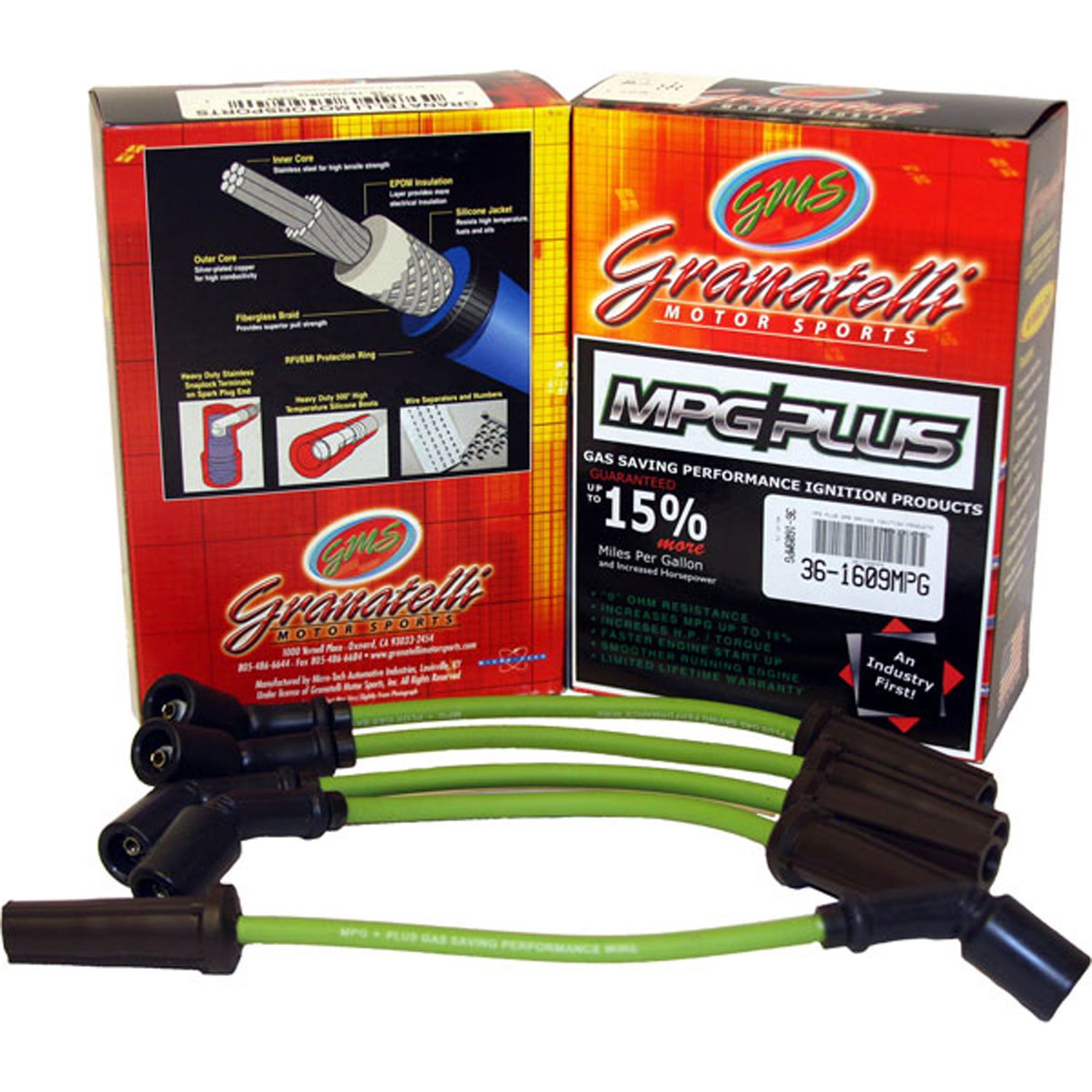Granatelli 34-1055MPG High Performance Spark Plug Wires - Compatible with GM LS Engines - Improves Ignition & Fuel Efficiency - Perfect for Racing & Daily Driving