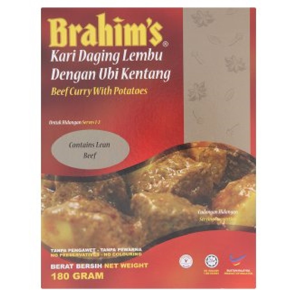 Brahim's Beef Curry with Potatoes Sauce & Paste - 180g (9 Packs) | Authentic Malaysian Flavor for Cooking, Meal Prep & Asian Cuisine