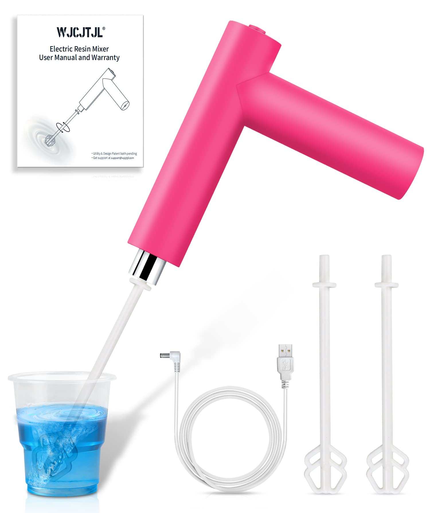 USB Powered Handheld Epoxy Resin Mixer - Bubble-Free Stirring Tool for Resin, Glitter, Glazes & Paint - Perfect for Resin Molds Mixing & Epoxy Tumblers Making (Includes 2 Paddles) - Ideal for DIY Crafts, Jewelry Making & Home Decor Projects