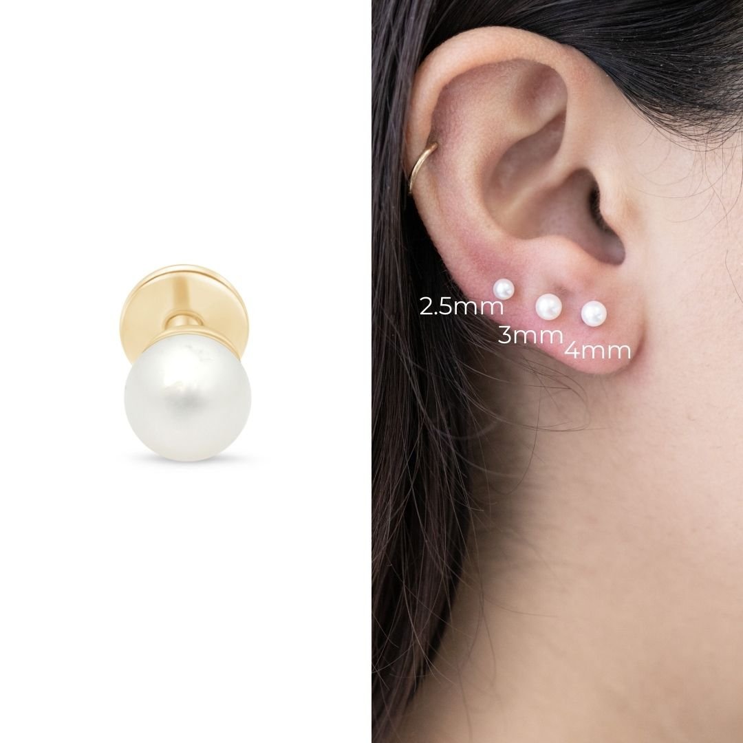 14k Yellow Gold Pearl Flat Back Stud Earrings - Classic Elegance for Everyday Wear & Special Occasions