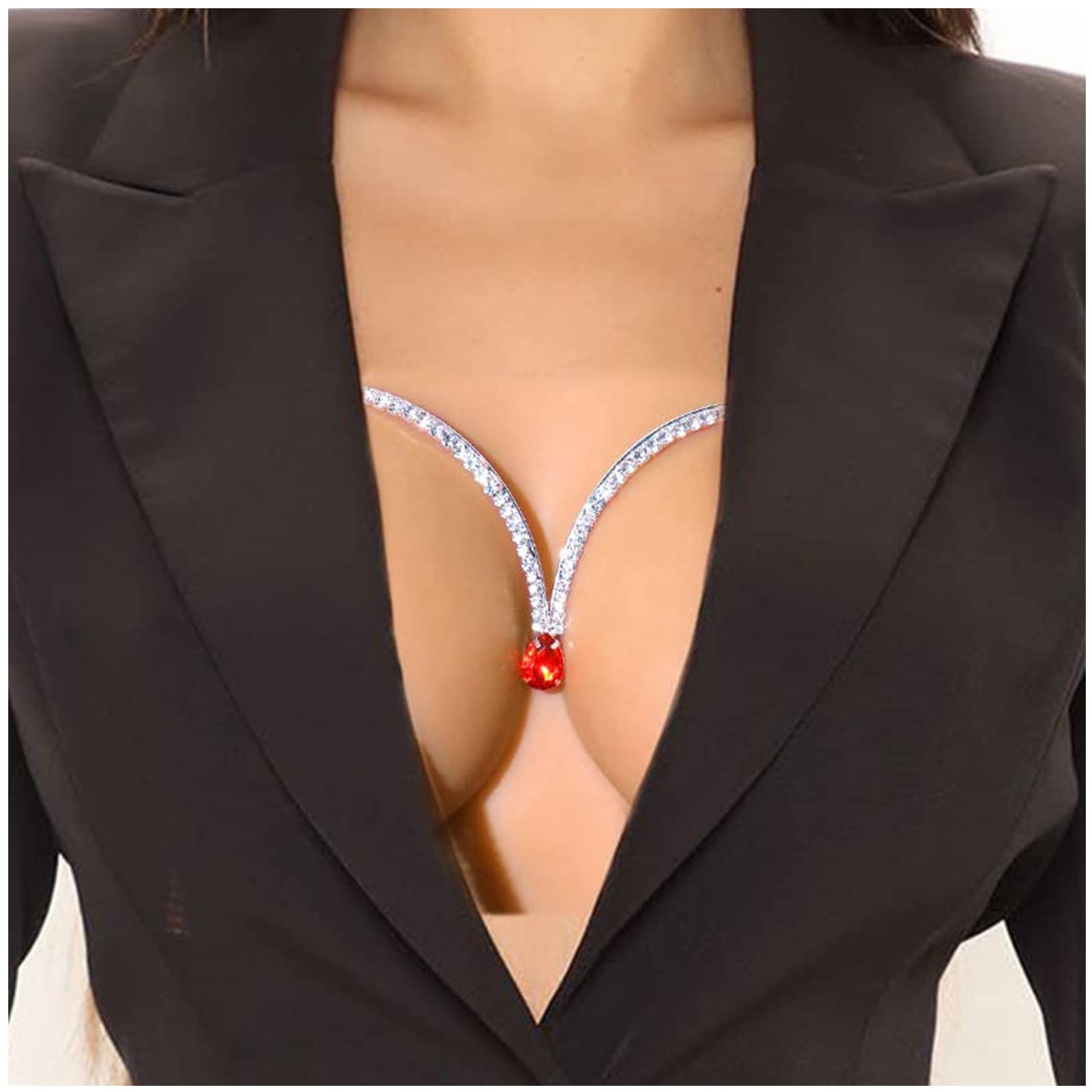 Sexy Rhinestone Body Chain for Women - Crystal Bikini Bra Jewelry, Chest Bracket Underwear Accessories | Perfect for Beach Parties, Music Festivals & Boudoir Photography