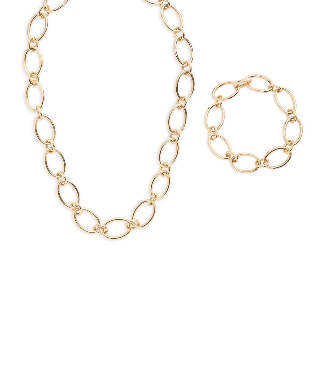 Stylish Oval Link Chain & Bracelet Set for Women - Trendy Gold & Silver Jewelry Gift for Her | Perfect for Parties, Dates & Everyday Wear
