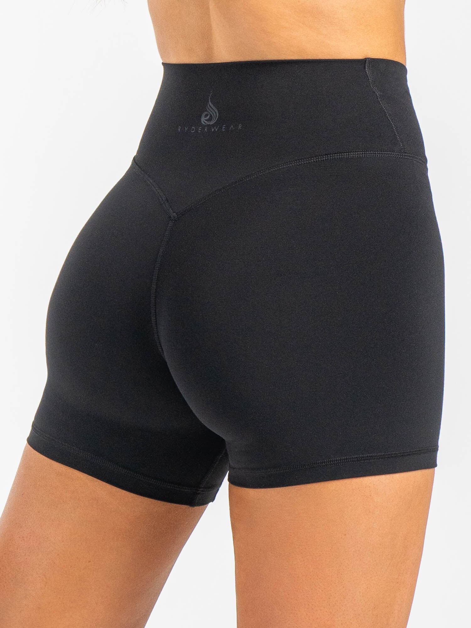 NKD Cross Waist Band Shorts for Women - High Waisted Workout Running Yoga Shorts - Comfortable Stretchy Athletic Shorts for Gym, Lounge & Summer Activities - Black