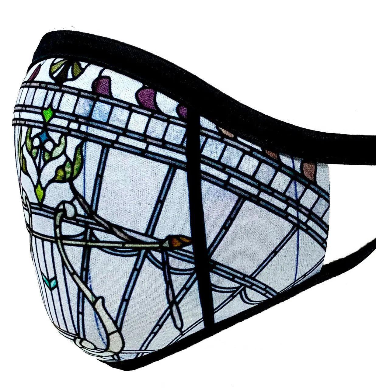 Stained Glass Polyester Face Mask - Reusable Architectural Design Face Covering for Daily Wear, Travel & Fashion Accessory