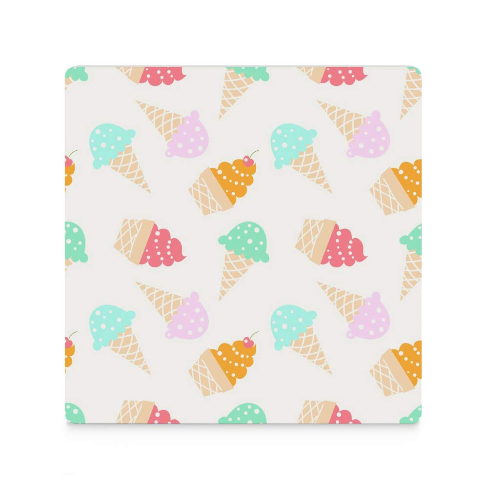 Ceramic Drink Coasters Set of 4 - Square Waffle Cone Ice Cream Design - Non-Slip Table Protectors for Coffee Mugs, Glasses & Hot Dishes - Perfect for Kitchen, Dining Room & Office Decor