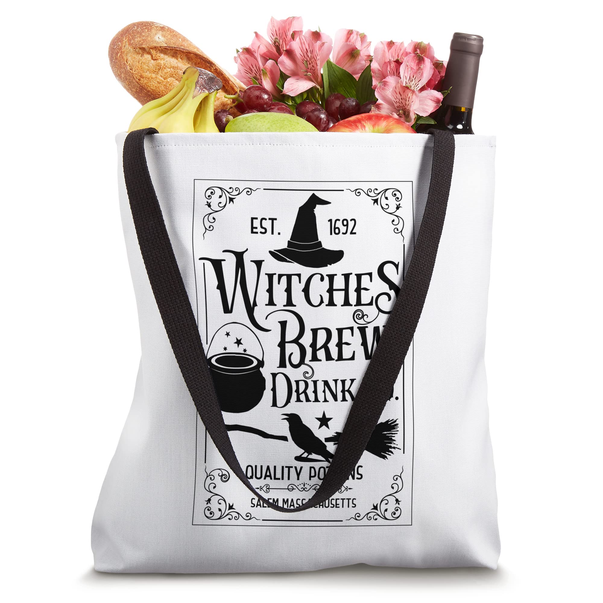 Salem Witch Est 1692 Witches Brew Drink Co. Funny Halloween Tote Bag - Perfect for Trick or Treating, Costume Parties & Spooky Gift Giving