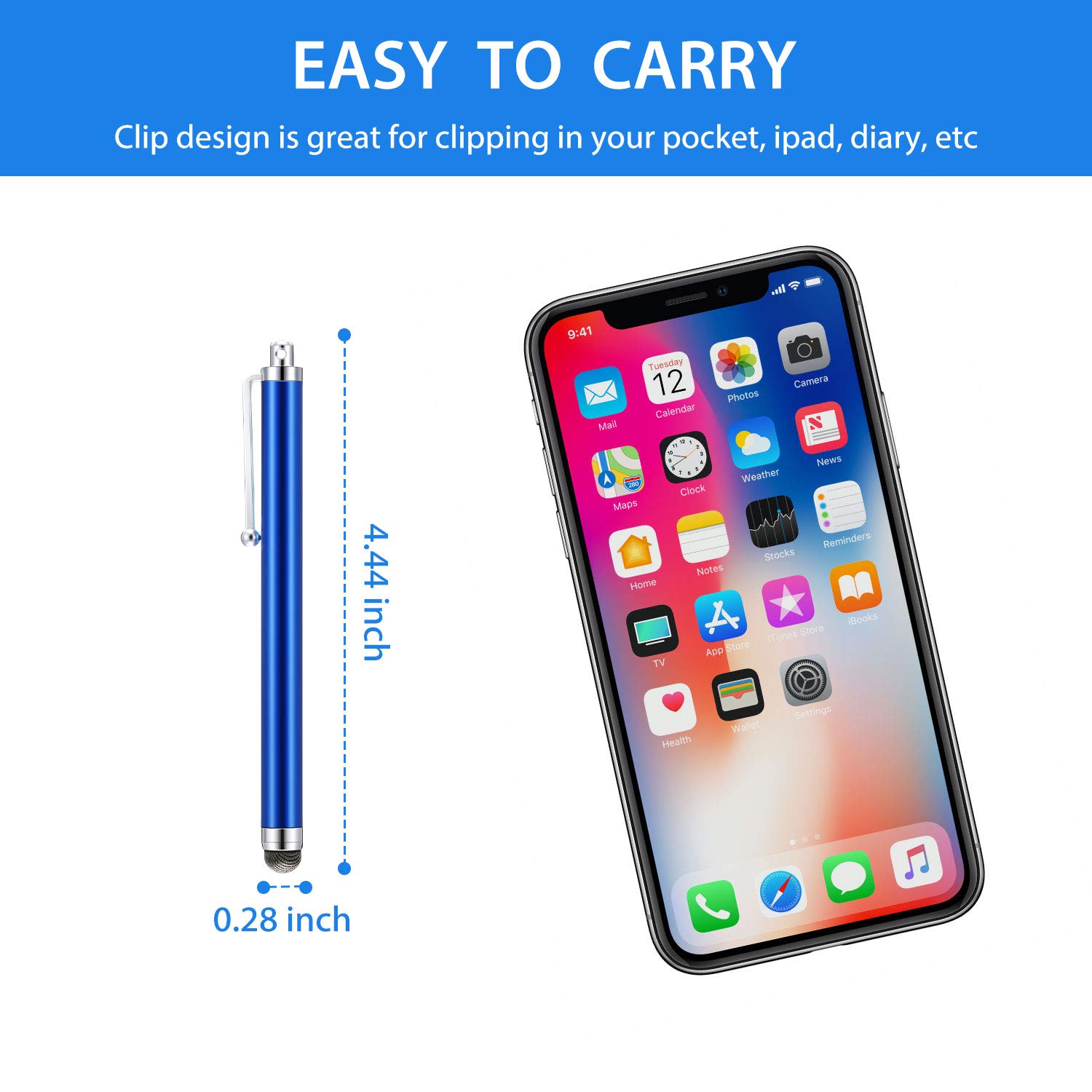 Outus 36-Pack Fiber Tip Stylus Pens for iPhone, iPad, Tablets - 12 Vibrant Colors | Universal Touch Screen Compatibility | Perfect for Drawing, Note-Taking & Digital Signatures