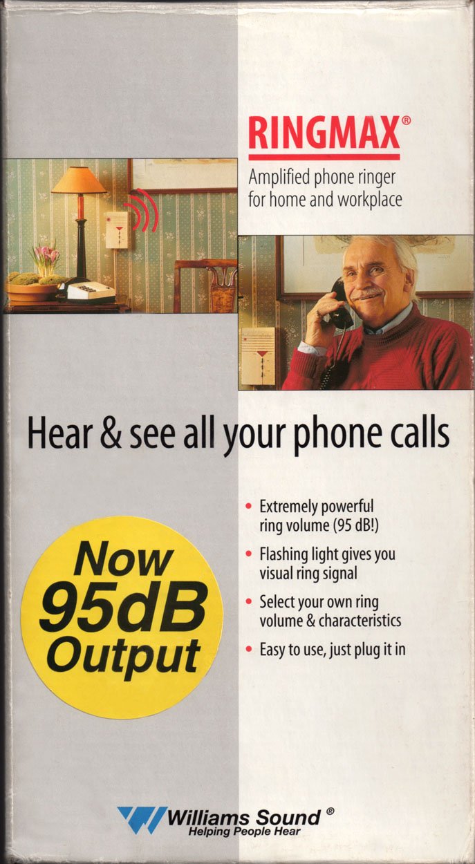 RINGMAX Amplified Telephone Ringer - Loud Phone Ringer for Seniors & Hearing Impaired - Home & Office Use - Compatible with Landline Phones (Great for Bedrooms, Offices & Noisy Environments)