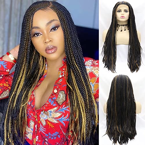 Brown Blonde Braided Lace Front Wigs