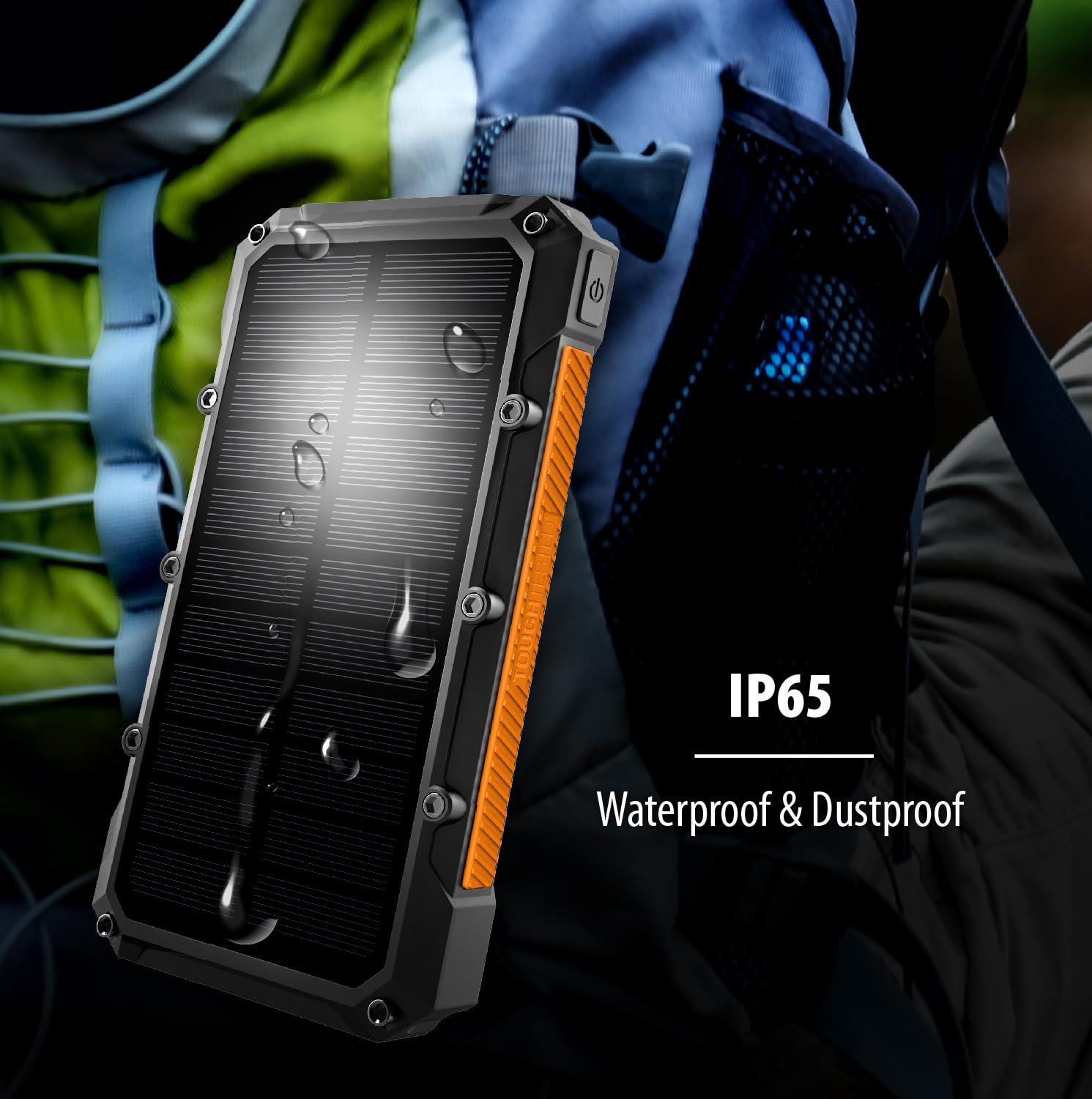 ToughTested 10000mAh Solar Charger - Waterproof IP65 Portable Power Bank with Wireless Charging | Perfect for Camping, Hiking & Outdoor Adventures