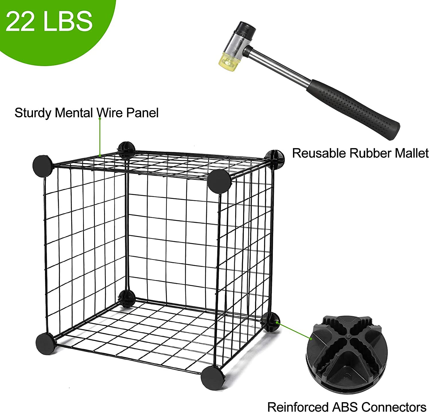 Safeplus DIY Wire Cube Storage Shelves - 6-Cube Stackable Bookcase, Closet Organizer & Grid Shelf for Home, Office, Dorm | Black | Perfect for Books, Toys, Clothes & Home Organization