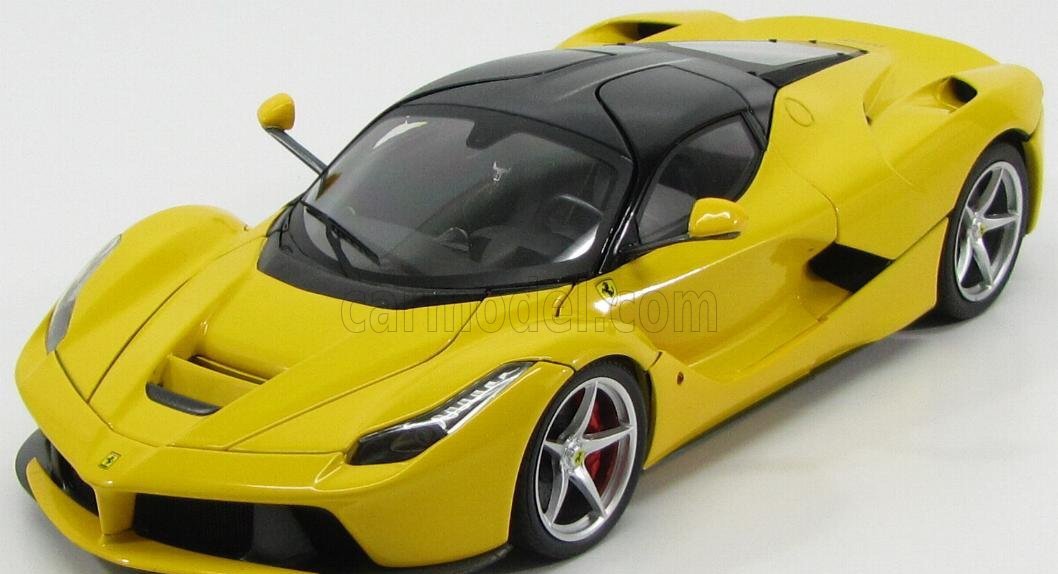 1/18 Scale Ferrari LaFerrari F70 Hybrid Diecast Model Car - Yellow with Black Top Elite Edition by Hot Wheels | Collectible Sports Car for Display, Gift, or Racing Enthusiasts