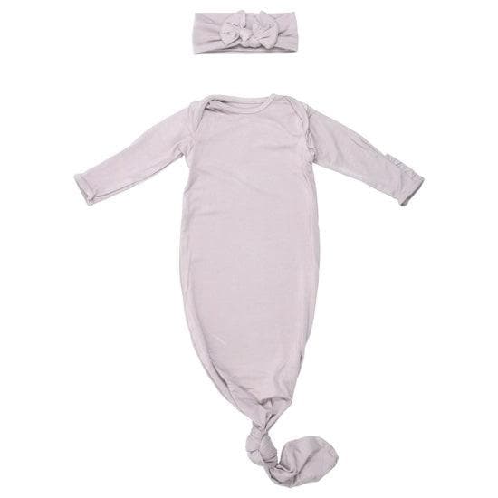 Harbor Mist Ribbed Knotted Gown - Soft Long Sleeve Nightgown for Women, Cozy Sleepwear & Loungewear - Perfect for Relaxing at Home, Sleeping, and Spa Days