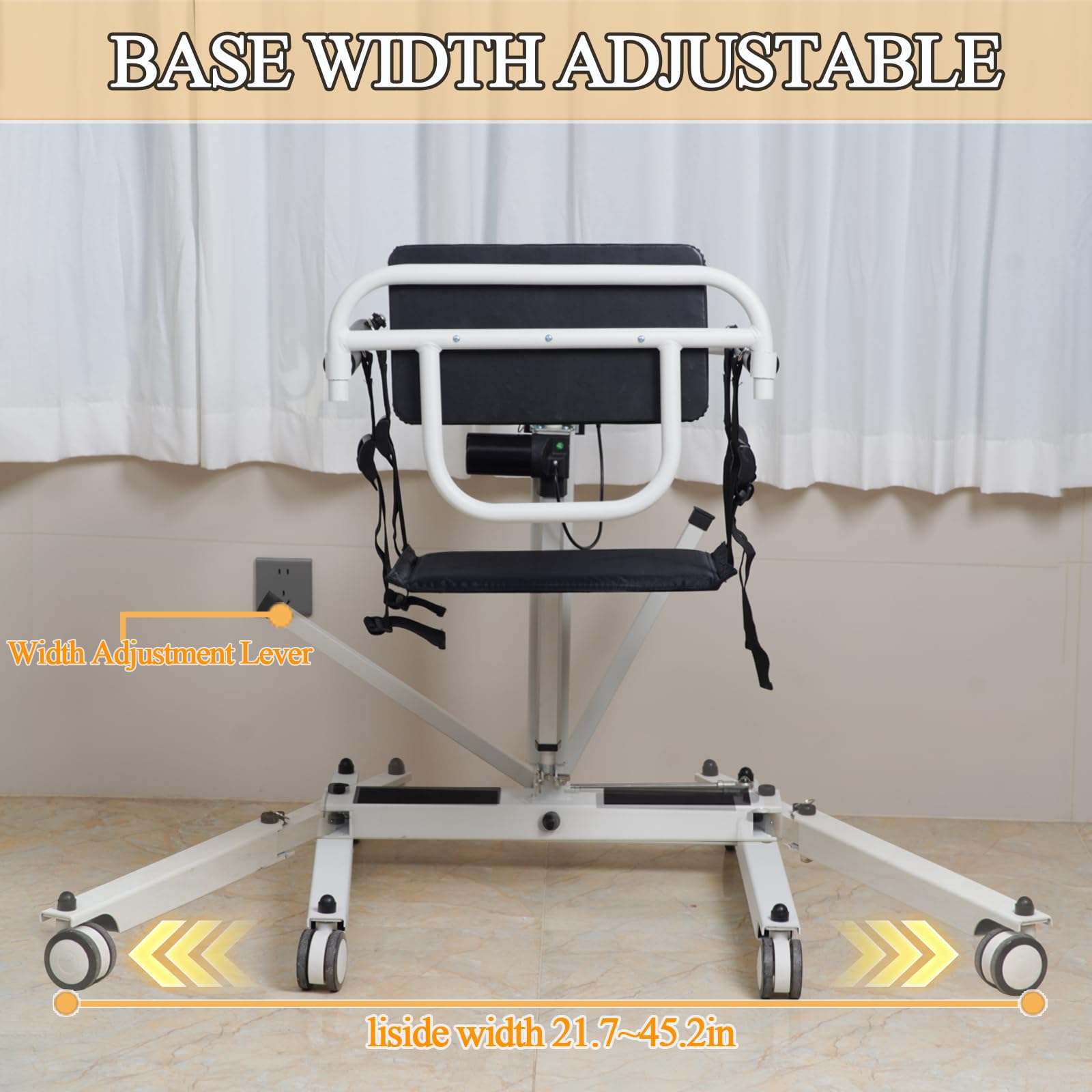 Electric Patient Lift Transfer Chair - Foldable & Portable Lift Wheelchair for Home, Car & Commode Use - Ideal for Seniors & Elderly Care - Assistive Mobility Device for Safe Toilet & Bed Transfers