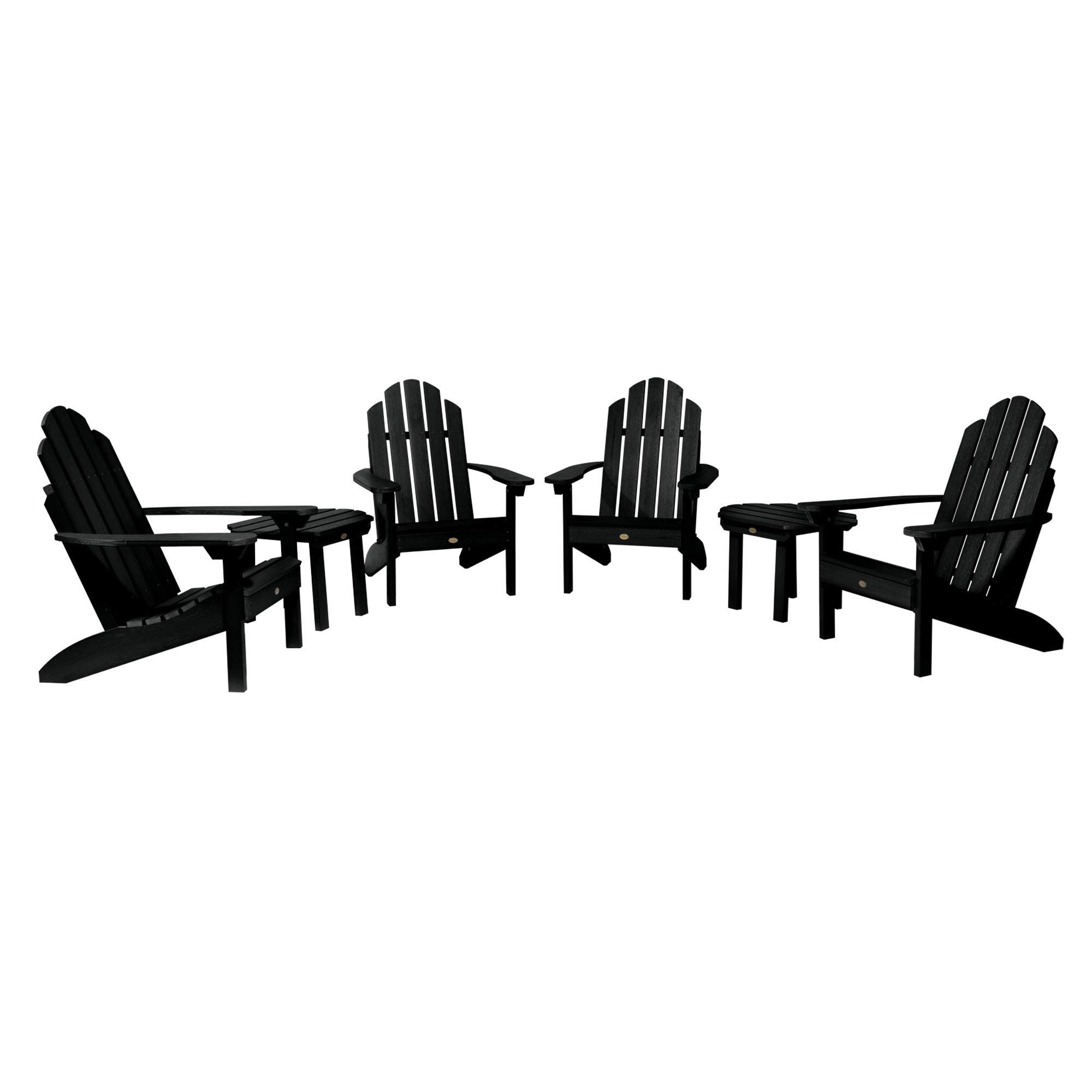 Highwood Westport 6-Piece Adirondack Chair Set with Side Tables - Durable Outdoor Patio Furniture in Classic Black | Perfect for Backyard, Garden & Poolside Relaxation