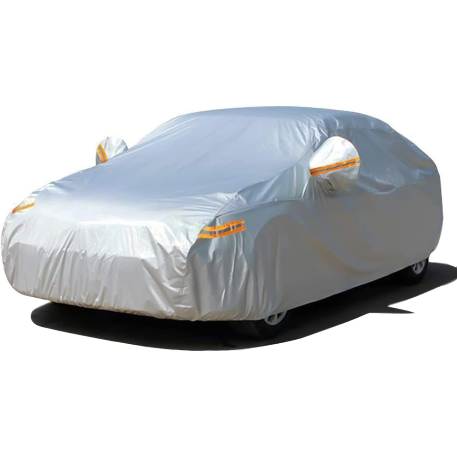 SEAZEN 2 Layer Waterproof All-Weather Car Cover with Zipper Door - UV, Hail, Snow & Wind Protection - Universal Fit for Sedan & Hatchback (Up to 185