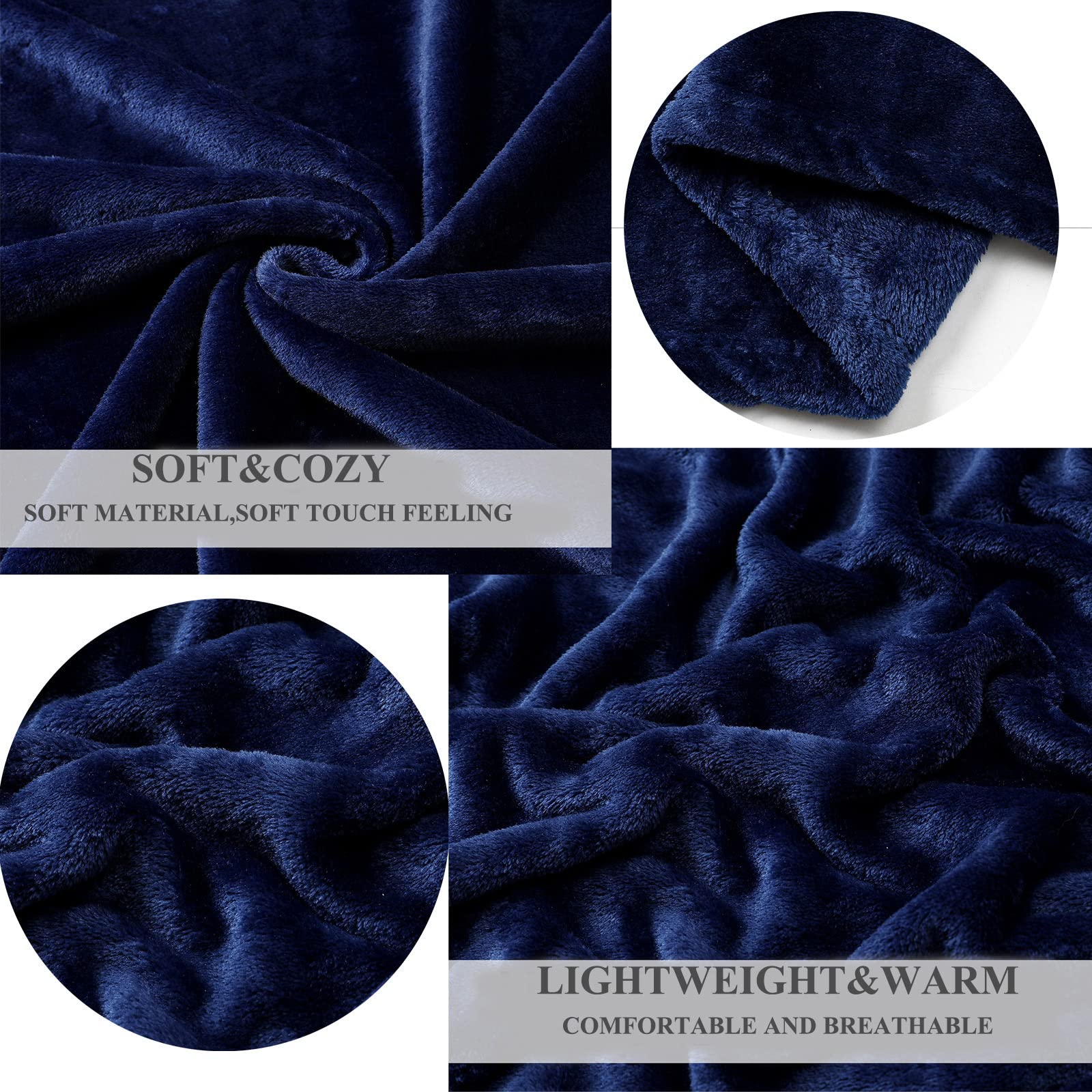 JIAHANNHA King Size Fleece Blanket 108x90 Inches - Ultra Soft & Cozy Navy Blue Throw Blanket for Bed, Sofa, Couch | 280GSM All-Season Luxury Bedding | Perfect for Winter Warmth, Movie Nights & Home Decor