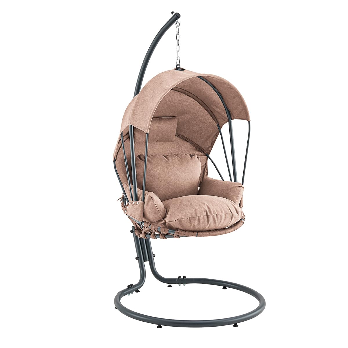 Barton Deluxe Hanging Chair with Canopy Sun Shade - Deep Cushion Lounge Seating for Outdoor, Indoor, Patio & Bedroom - Perfect for Relaxing, Swinging & Reading in Your Garden or Balcony