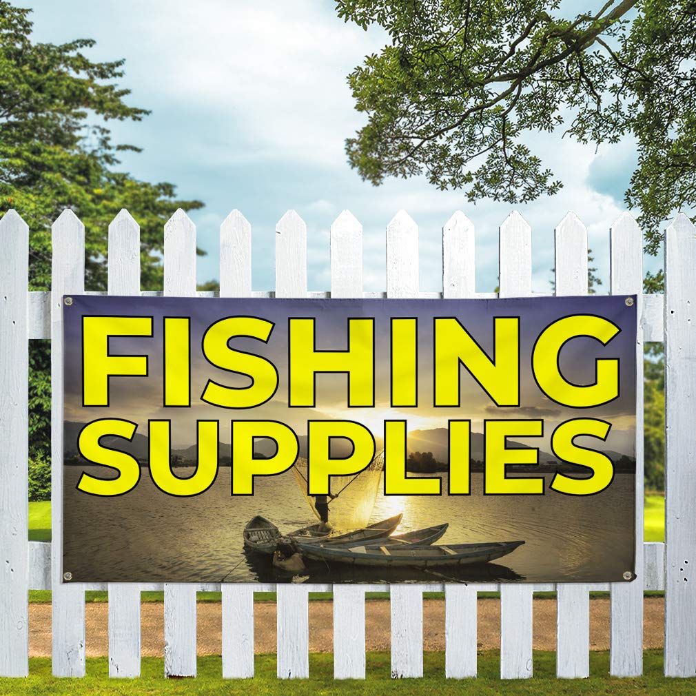 Vinyl Banner - 48x96 Inches, Weatherproof Outdoor Advertising Sign with 8 Grommets (Multiple Sizes Available) - Perfect for Fishing Supplies, Retail Promotion, Industrial Yard Signs & Outdoor Events