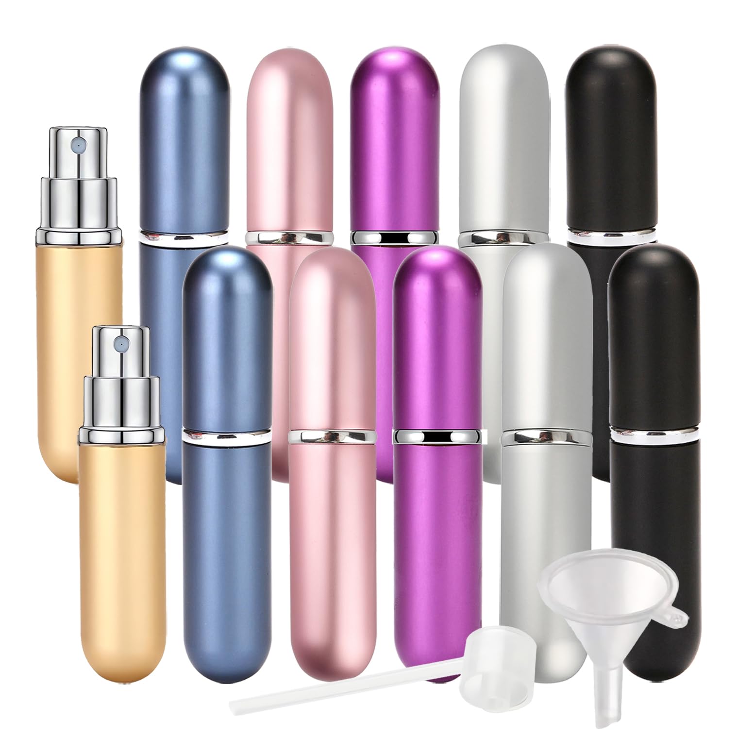 PQPAUTY 96-Pack Mini 5ml Empty Aluminum Perfume Bottles - Refillable Travel Size Spray Atomizer for Cologne & Fragrance - Portable Perfume Dispenser for Women & Men - Perfect for Gym, Travel, Purse & Gift Sets