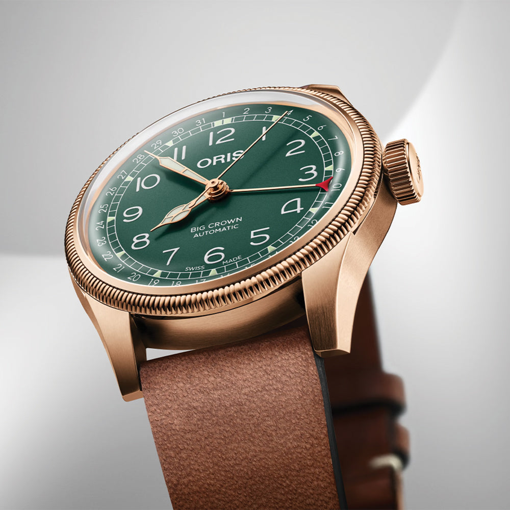 Big Crown Pointer Date 80th Anniversary Edition 40mm Green Leather Strap Watch - Perfect for Dress, Business & Special Occasions