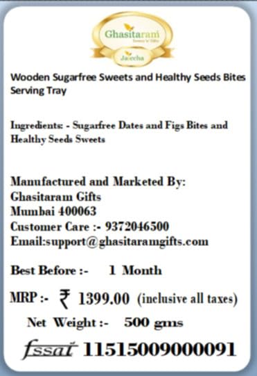 Ghasitaram Diwali Gift Set - Sugar-Free Wooden Sweets & Healthy Seed Bites Serving Tray | Perfect for Festive Gifting, Home Decor & Healthy Snacking