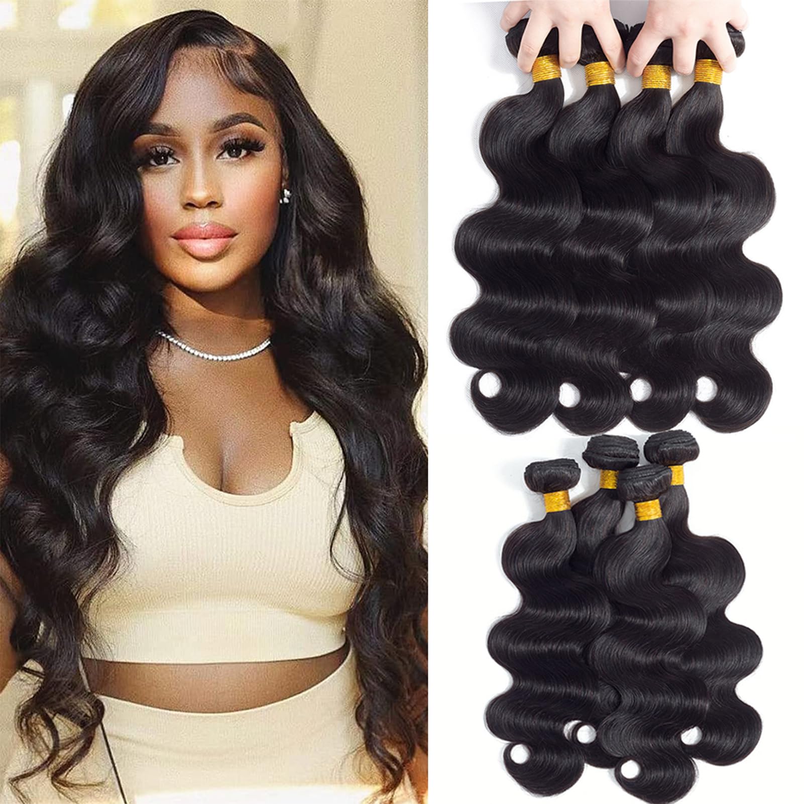 12A Brazilian Virgin Human Hair Bundles - 100% Unprocessed Body Wave Weave (14