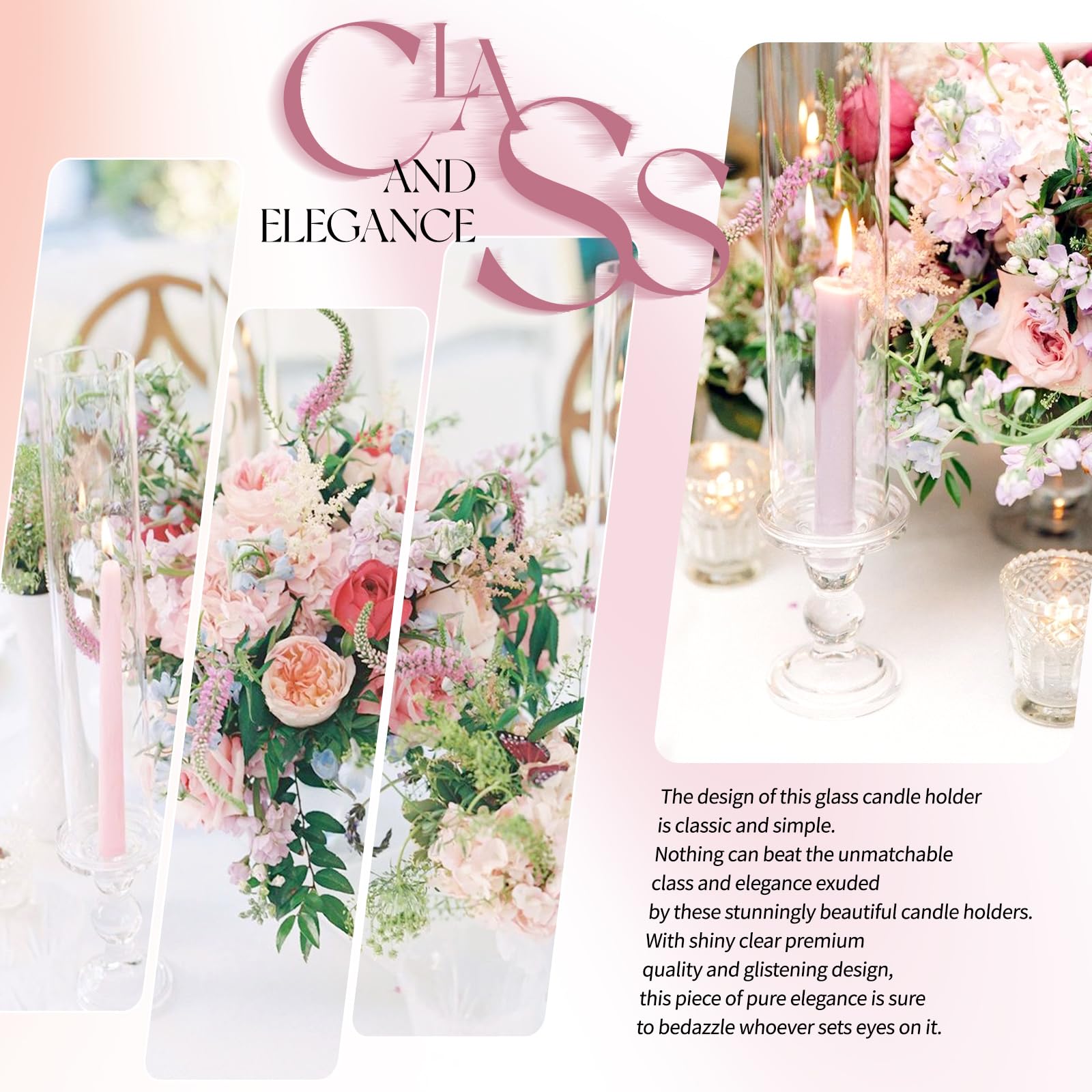 Showgeous 12 Pcs Hurricane Candle Holders - 13.8