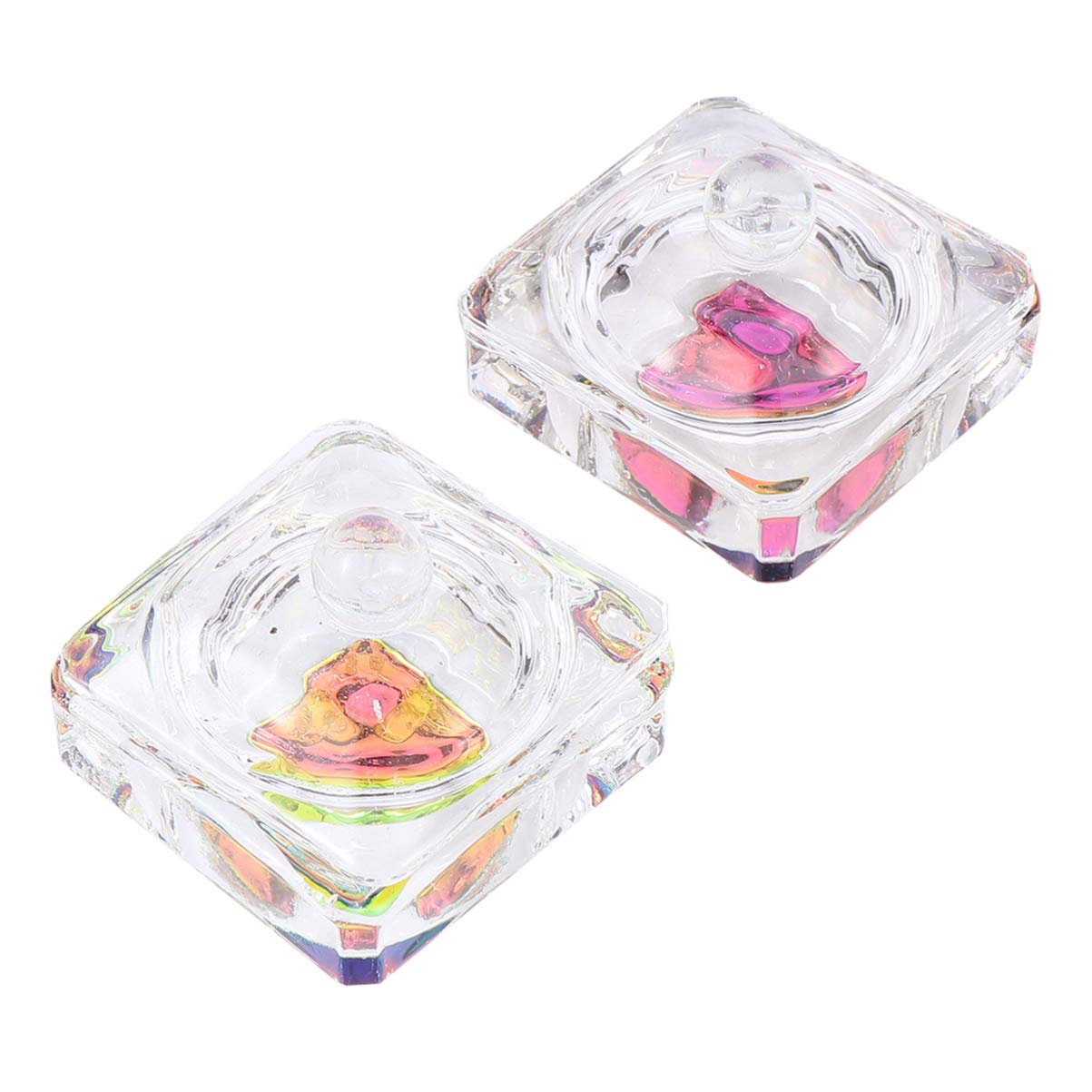 2PCS Crystal Nail Art Glass Cups - Nail Liquid Container & Nail Art Supplies for Acrylic Powder, Glitter, Rhinestones - Perfect for Salon, DIY Manicure & Nail Extension