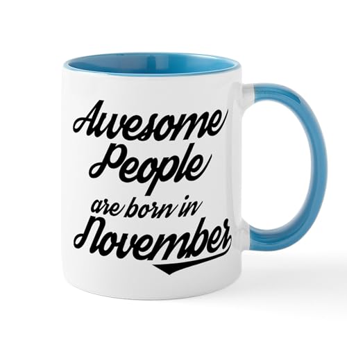 White/Blue Inside - Awesome People Are Born In November Mugs