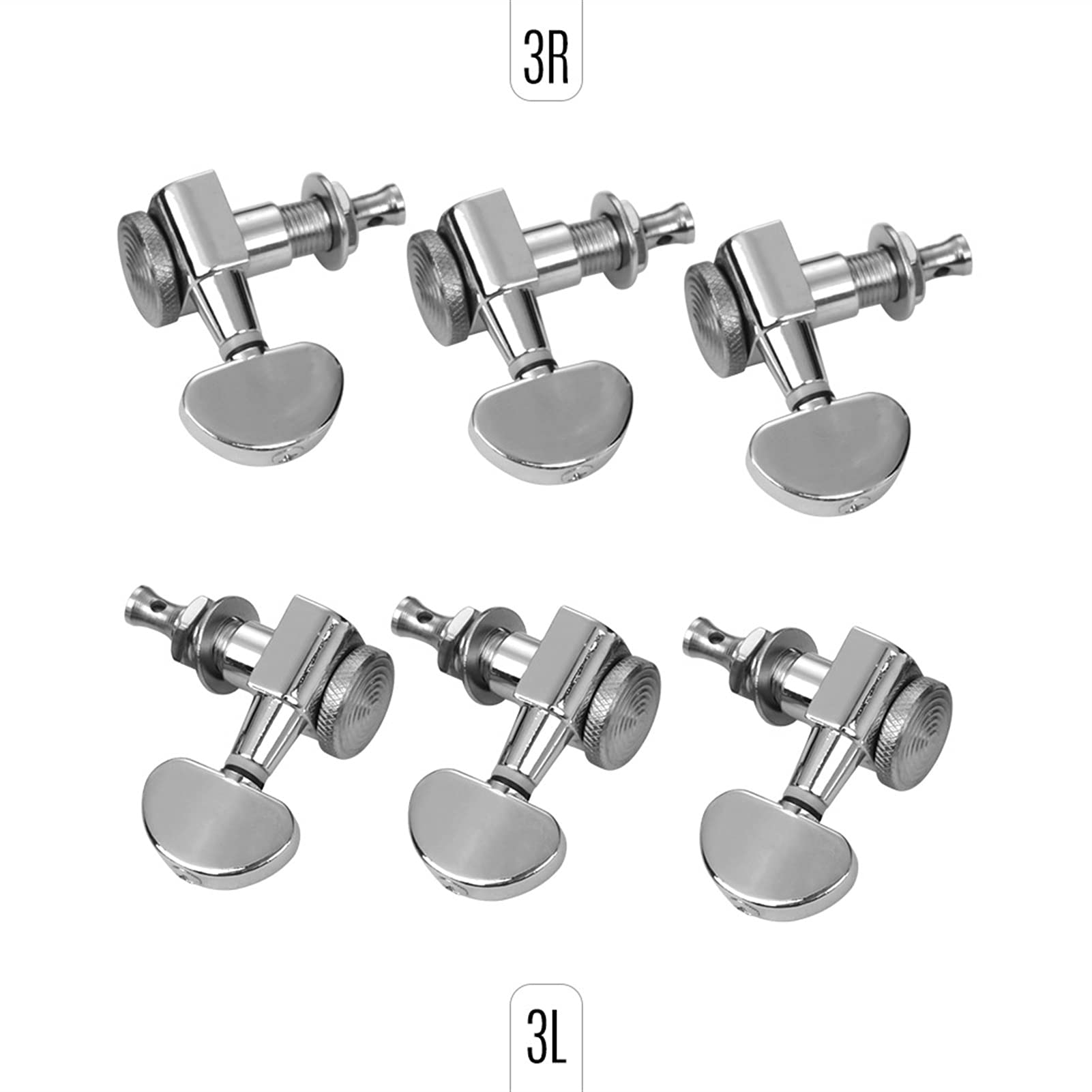 4 Chrome Sealed Guitar Tuning Pegs - 2 Left + 2 Right Bass Guitar Machine Heads with Knobs | Premium Tuners for Smooth String Adjustments | Perfect for Electric & Acoustic Bass Guitars