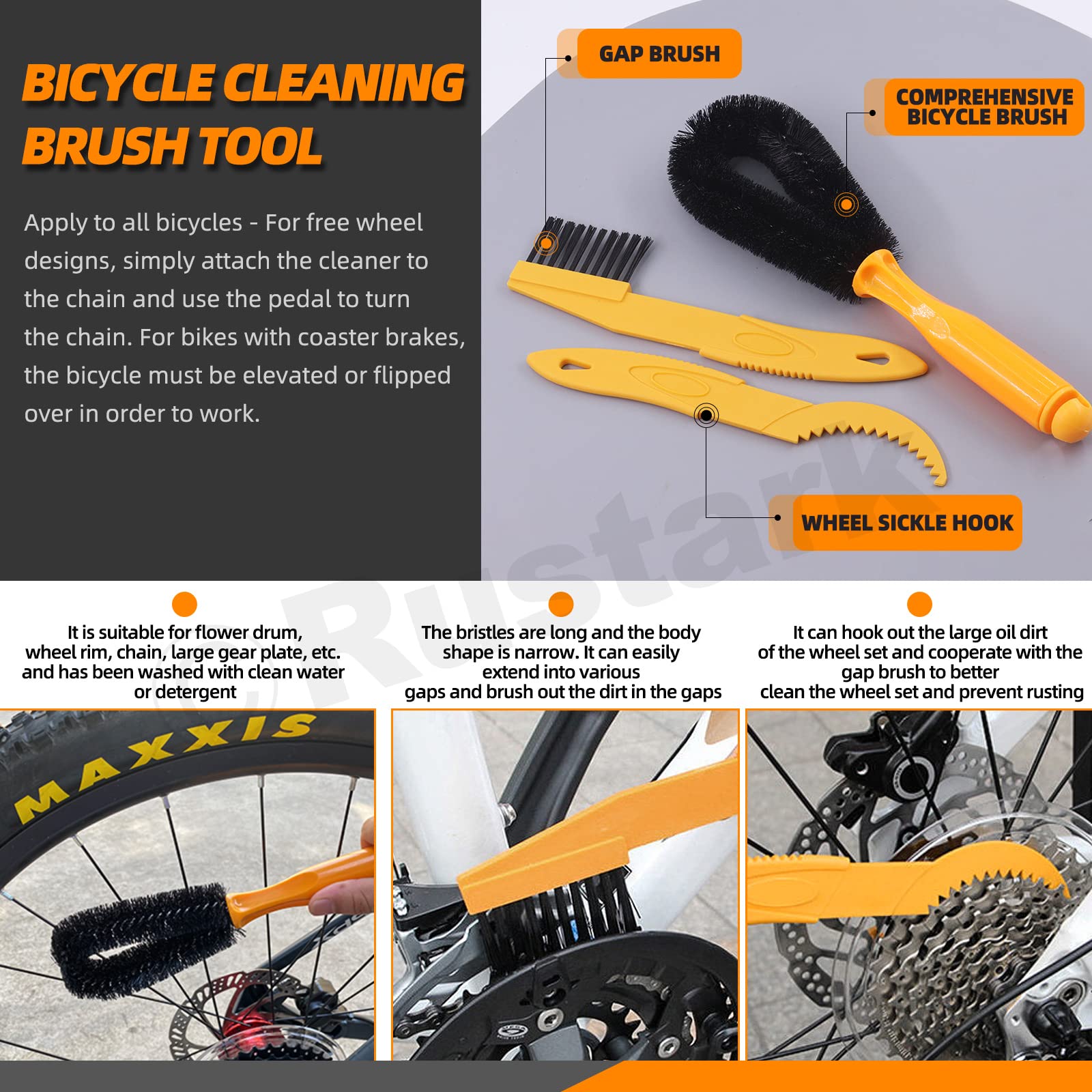 19Pcs Bike Cleaning Kit - Chain Cleaner & Brush for Mountain Bikes - Perfect for Bike Maintenance & DIY Cleaning